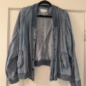 Anthropologie Light Blue Bomber Jean Jacket